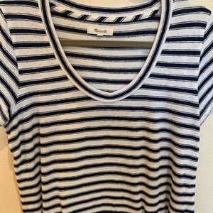 MADEWELL navy and white linen blend stripped tee